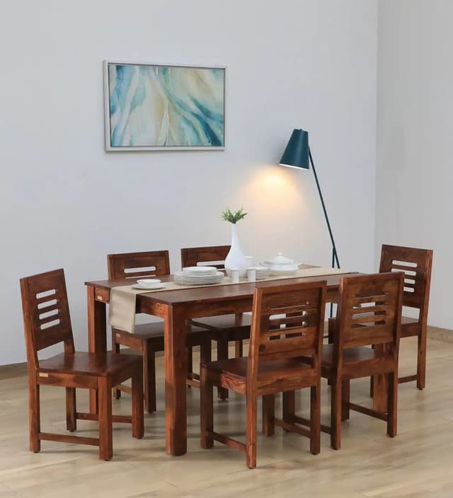 Adore Urban cut 6 Seater Dining Table Set in Solid Sheesham Wood 