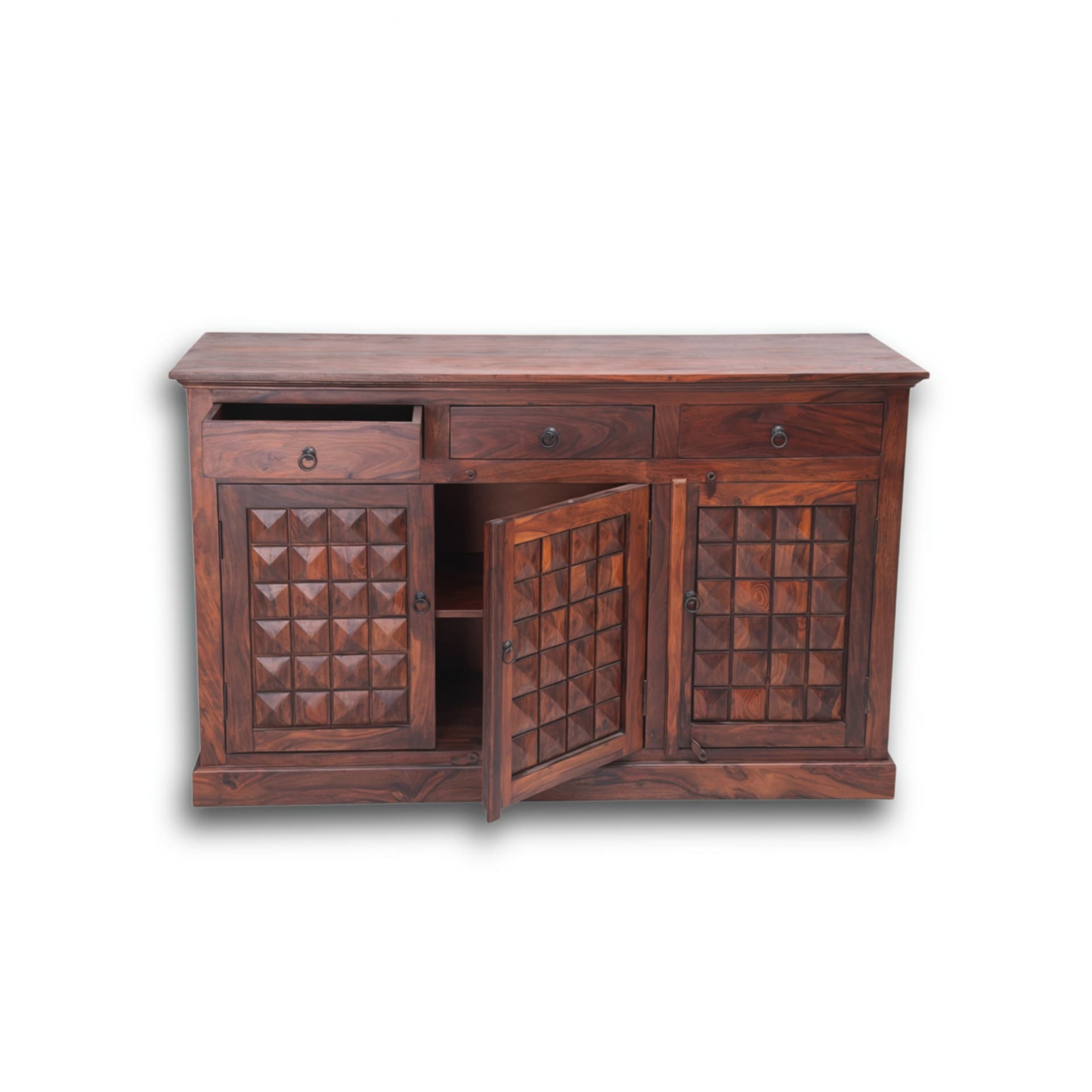 Adore Wooden Diamond Sideboard in Solid Sheesham Wood 