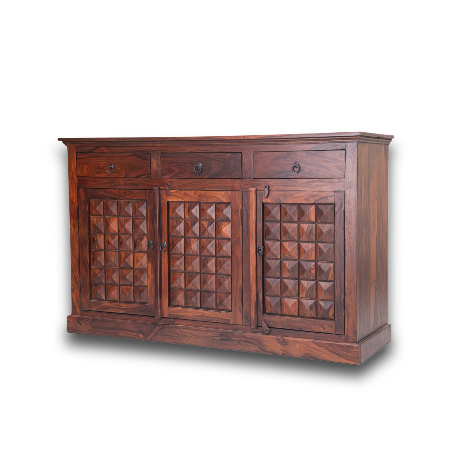 Adore Wooden Diamond Sideboard in Solid Sheesham Wood 