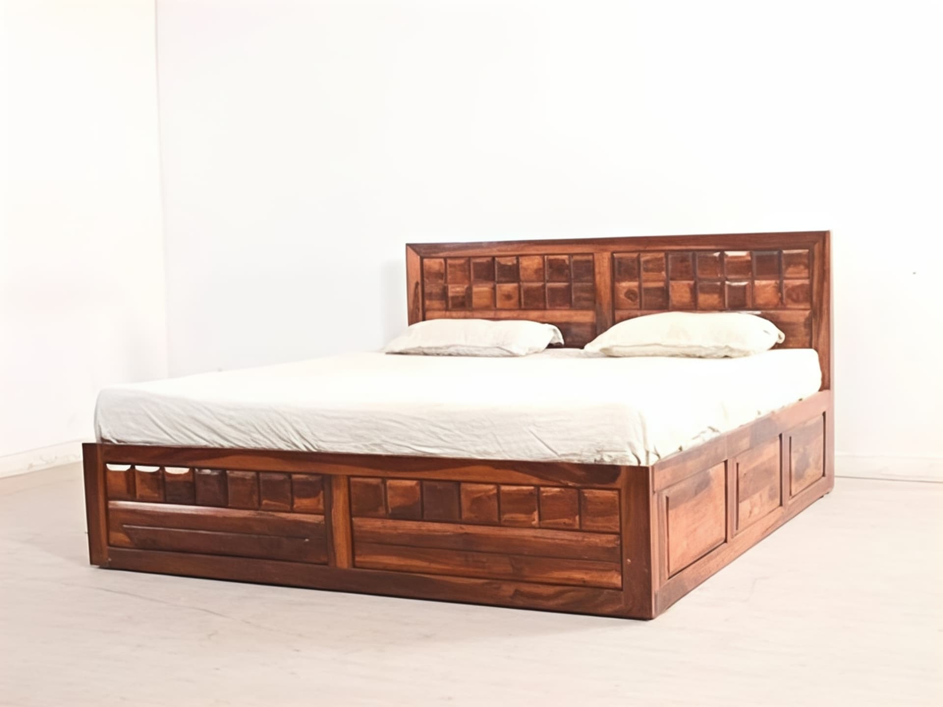 Adore Solid Woodraw Bed With Front Trolley King Size 