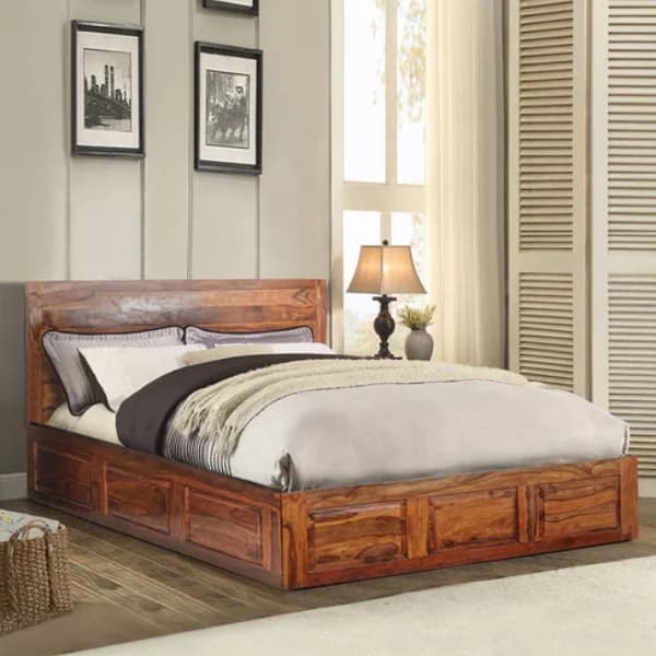 Adore Adhir Solid Sheesham Wood King Size Front Trolley bed 