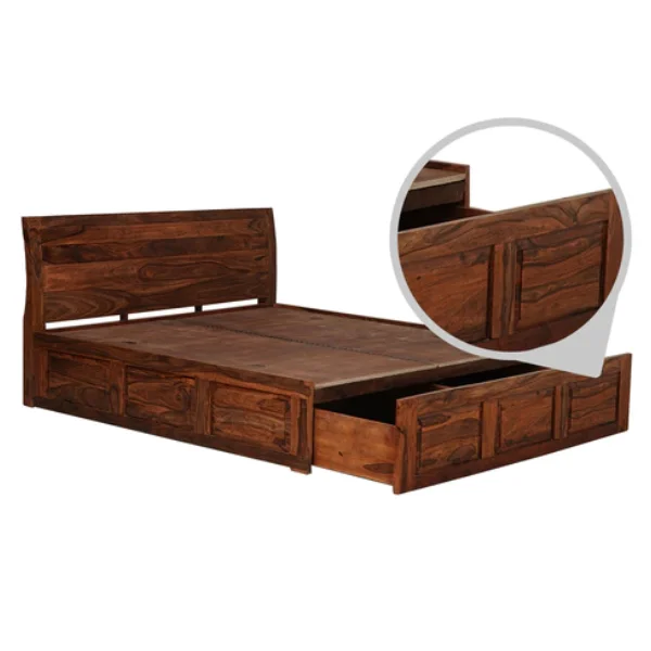 Adore Adhir Solid Sheesham Wood King Size Front Trolley bed 