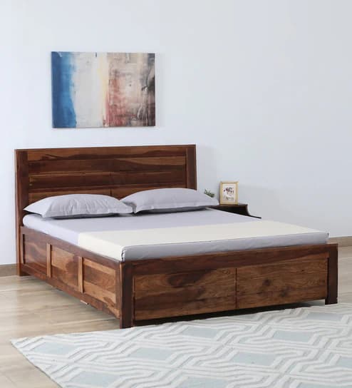 Adore Solid Wood Queen Size Bed With Box Storage 