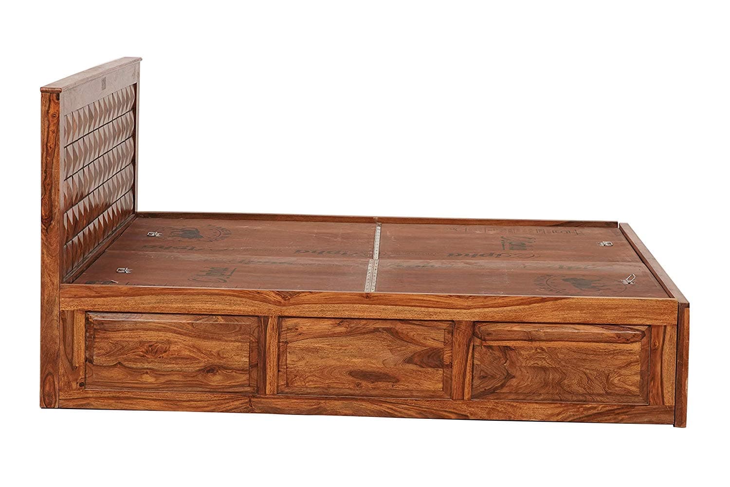 Adore King Size Diamond  Front Trolley Bed in Solid Sheesham Wood