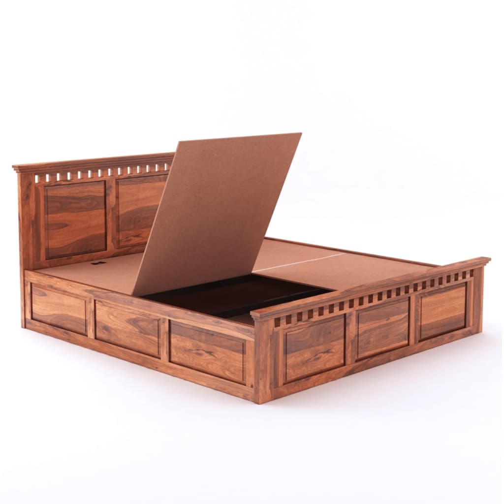 Adore Rosewood Kuber King Size Bed With Box Storage 