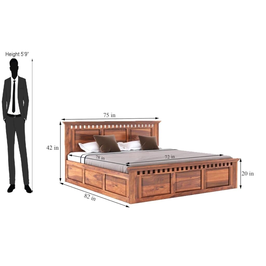 Adore Rosewood Kuber King Size Bed With Box Storage 