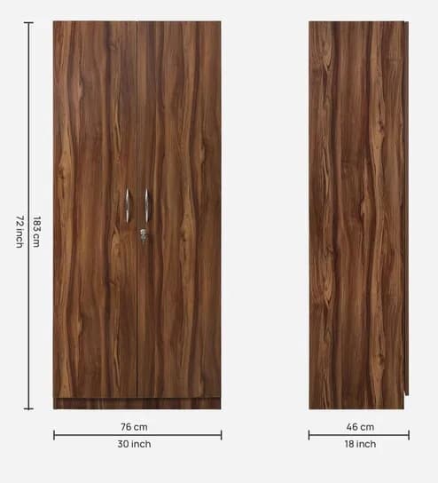 Adore 2 Door Wardrobe with Single Shelf in Rosehoney finish