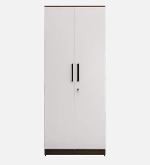 Adore 2 Door Compact Wardrobe in walnut & gloss white finish 