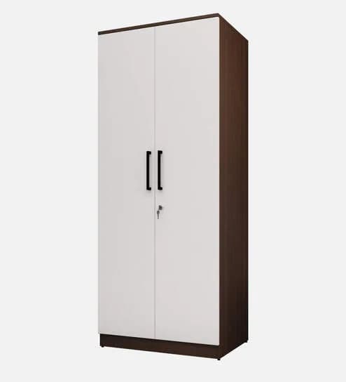Adore 2 Door Compact Wardrobe in walnut & gloss white finish 