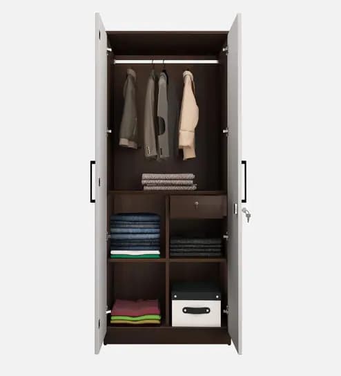 Adore 2 Door Compact Wardrobe in walnut & gloss white finish 