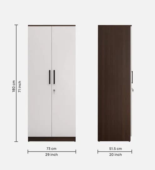 Adore 2 Door Compact Wardrobe in walnut & gloss white finish 