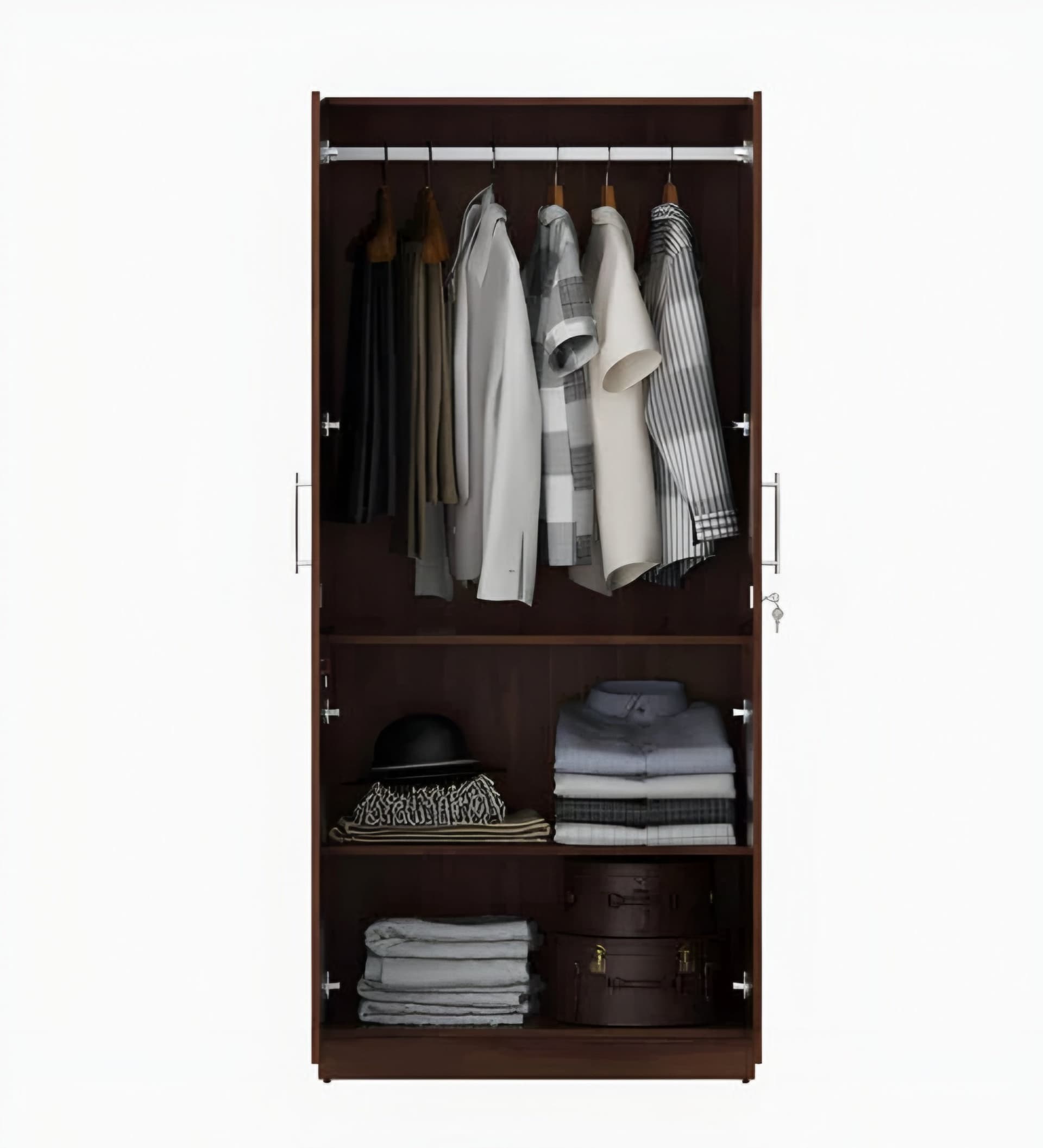 Adore 2 Door Wardrobe With 2 Shelves in Sheesham finish 