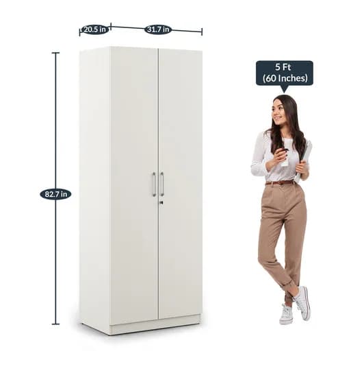 Adore 2 Door Wardrobe With Drawer and Single Shelf In Glossy white finish 