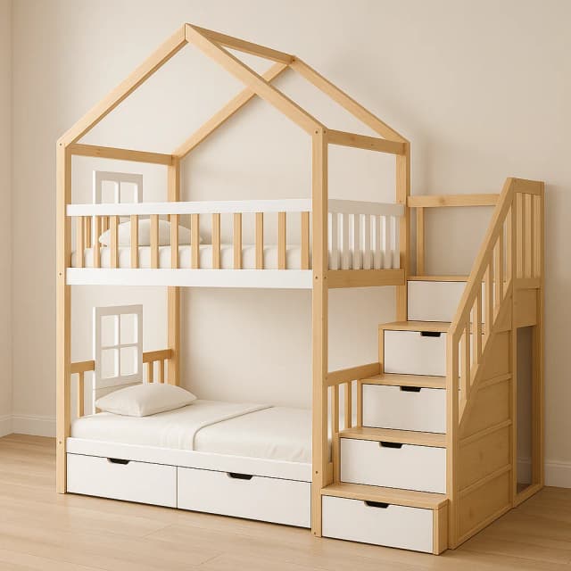 Adore Kids Bunk Bed Solidwood Hut 