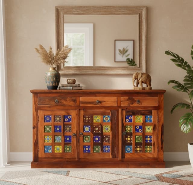 Cermika Solid Rosewood Sideboard Cabinet