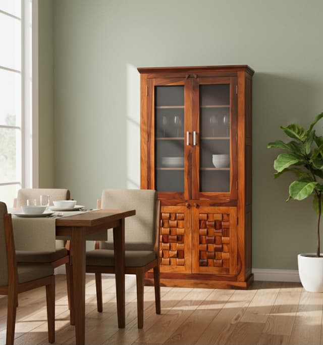 Adore Niwad Crockery Cabinet in Solid Sheesham Wood 