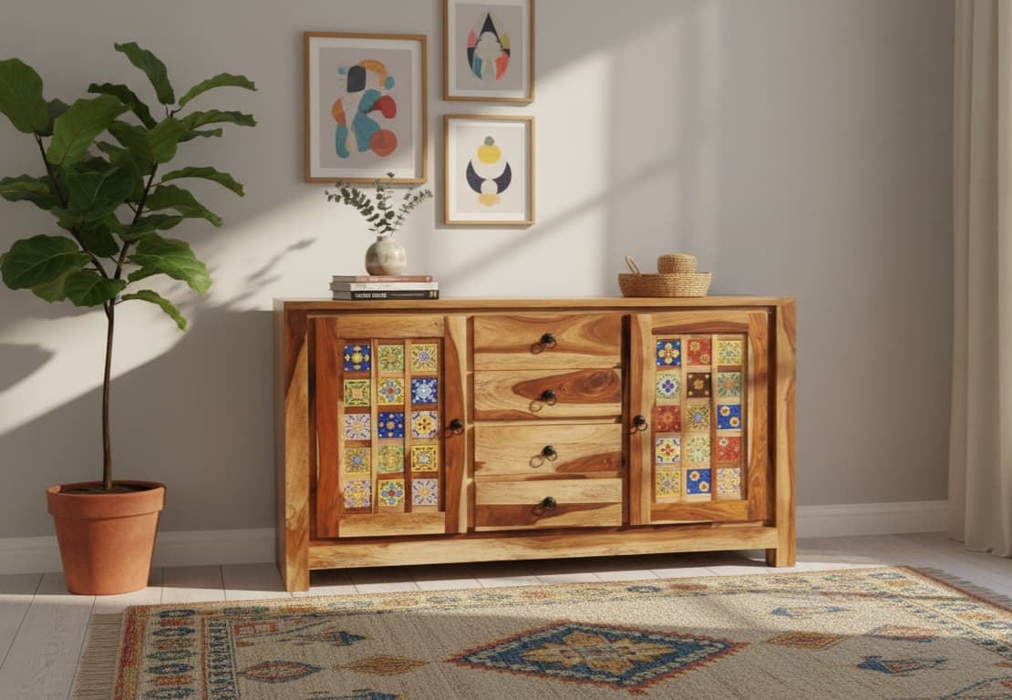 Adore Ceremika Sideboard Cabinet With 3 Drawers and 2 Doors