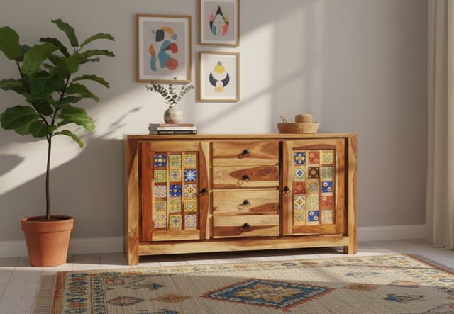 Adore Ceremika Sideboard Cabinet With 3 Drawers and 2 Doors