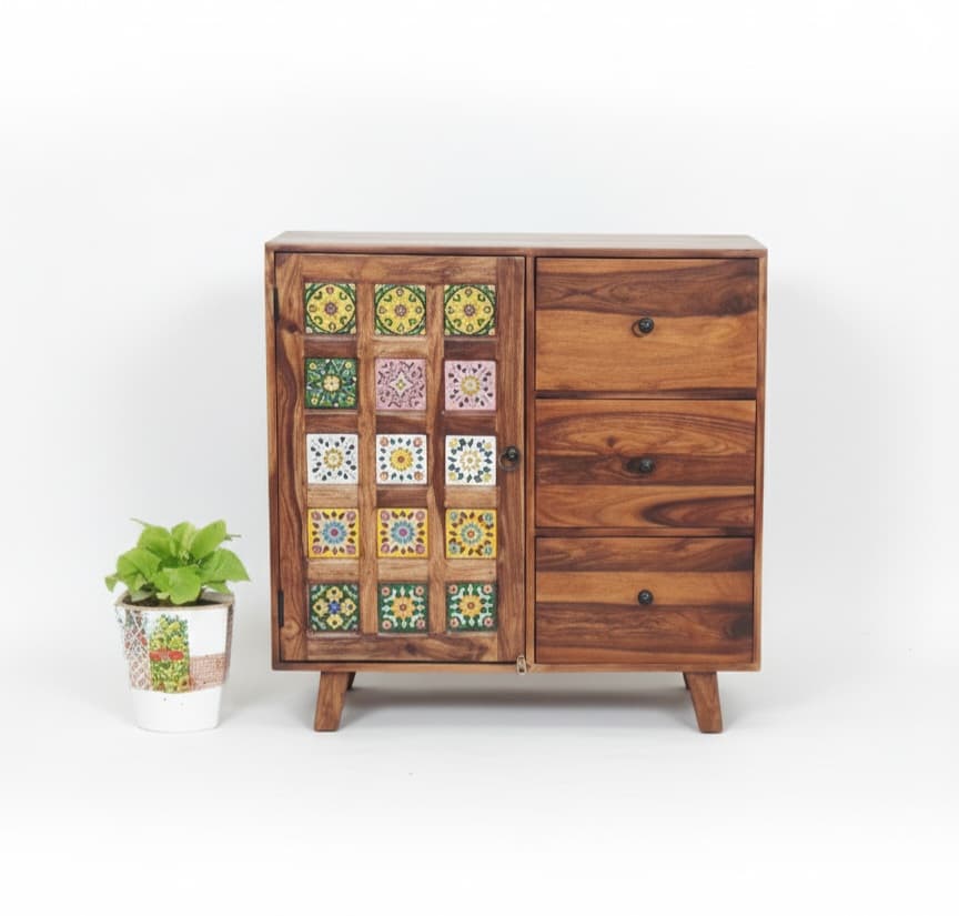 Adore Mini Cabinet With 3 Drawers And Single Door