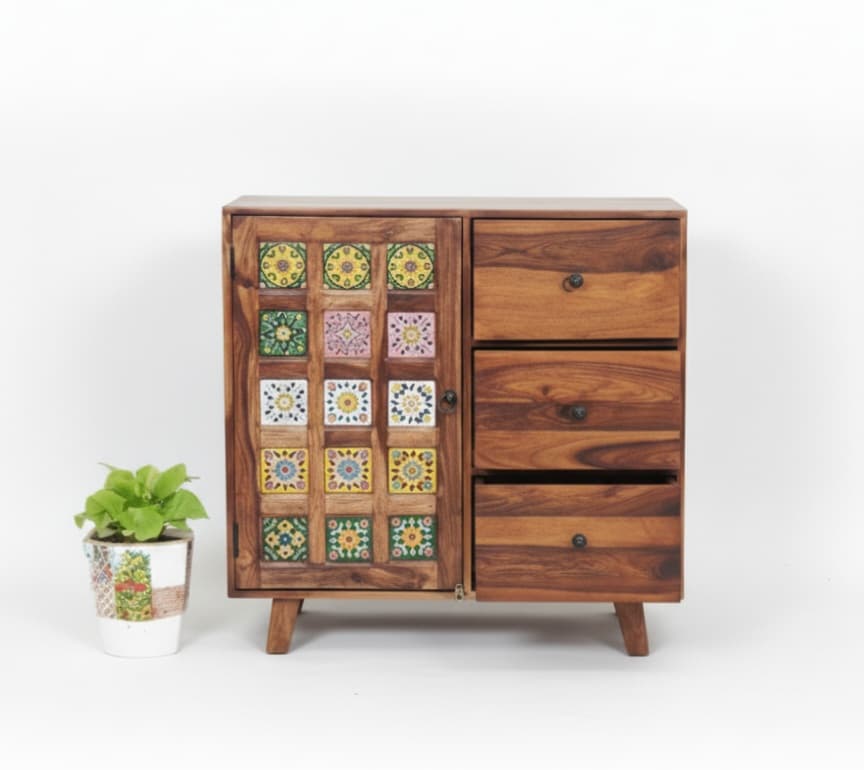 Adore Mini Cabinet With 3 Drawers And Single Door
