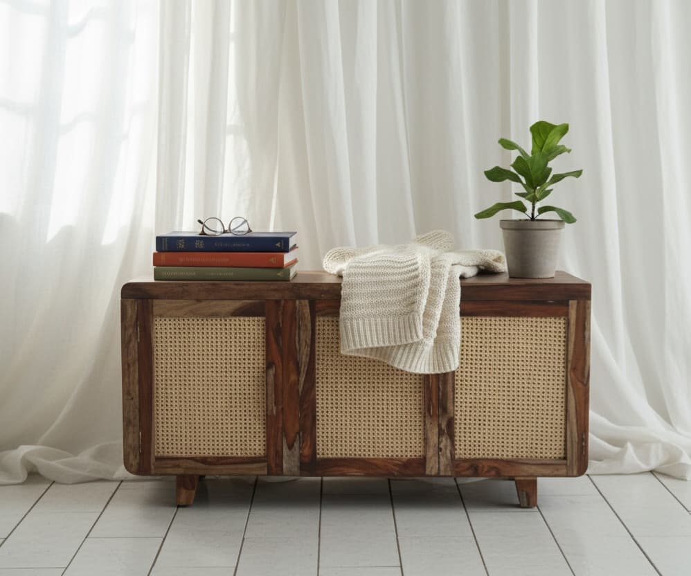 Adore 3 Door Rattan Sideboard Cabinet 