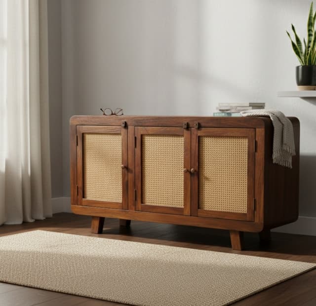 Adore 3 Door Rattan Sideboard Cabinet 