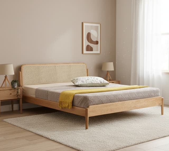 Adore Rossel Rattan Bed King Size Non Storage 