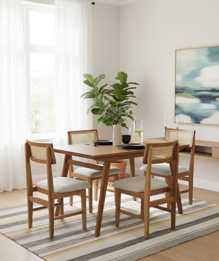 Adore Carls Rattan 4 Seater Dining set 