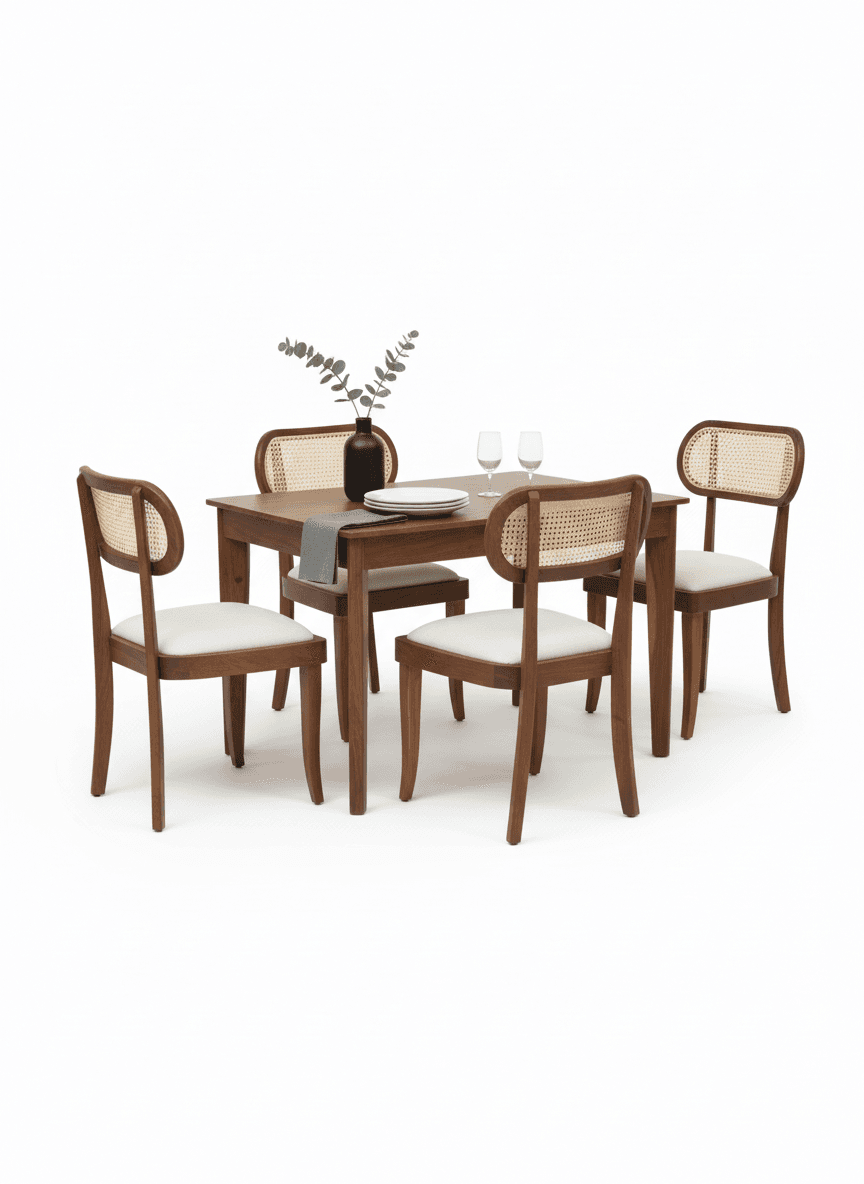 Adore Round Back Rattan  4 Seater Dining Set