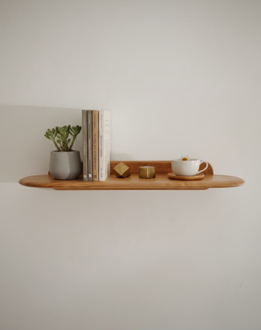Adore Floating wooden Shelf | Curve Egde | Solid wood| Home decor 