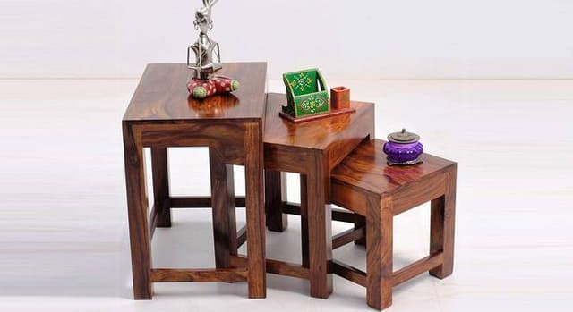 Adore Nesting Table Set of 3 in Solid Wood Adore Nesting Table Set of 3 in Solid Wood