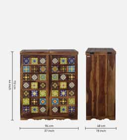 Adore Ceramic Bar Cabinet In Solid Sheesham Wood Adore Ceramic Bar Cabinet In Solid Sheesham Wood