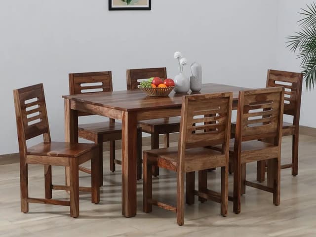Adore Urban cut 6 Seater Dining Table Set in Solid Sheesham Wood Adore Urban cut 6 Seater Dining Table Set in Solid Sheesham Wood