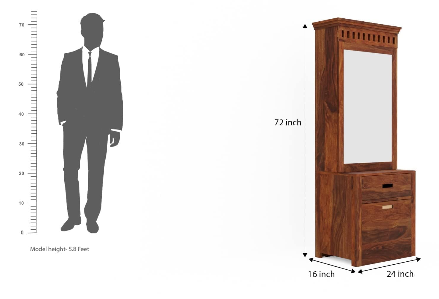 Adore Dressing Table With Cushion Stool and Storage in Solid Sheesham Wood Adore Dressing Table With Cushion Stool and Storage in Solid Sheesham Wood