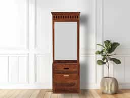 Adore Dressing Table With Cushion Stool and Storage in Solid Sheesham Wood Adore Dressing Table With Cushion Stool and Storage in Solid Sheesham Wood