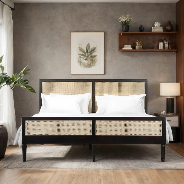 Adore Black Deco Rattan Bed King Size Non Storage Adore Black Deco Rattan Bed King Size Non Storage