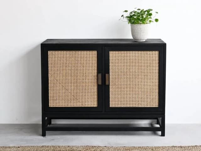 Adore Black Deco Rattan Cane Cabinet Adore Black Deco Rattan Cane Cabinet