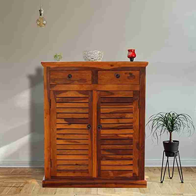 Adore 2 Door Shoe Rack With 2 Drawers In Solid Sheesham Wood Adore 2 Door Shoe Rack With 2 Drawers In Solid Sheesham Wood