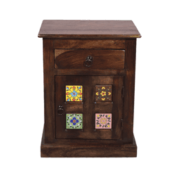 Adore Cermica Bedside Table in Solid Sheesham Wood Adore Cermica Bedside Table in Solid Sheesham Wood