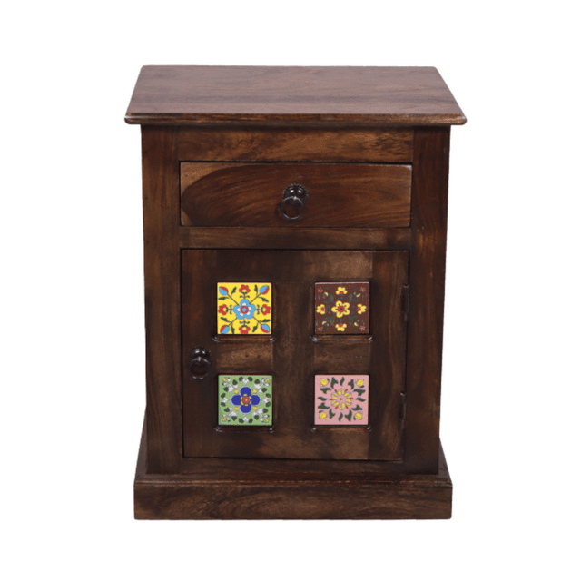 Adore Cermica Bedside Table in Solid Sheesham Wood Adore Cermica Bedside Table in Solid Sheesham Wood
