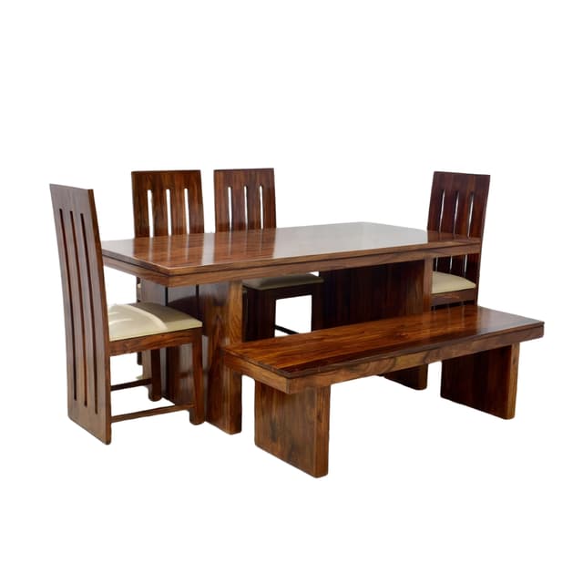 Adore Poster Dining with Bench Solid Sheesham Wood Adore Poster Dining with Bench Solid Sheesham Wood