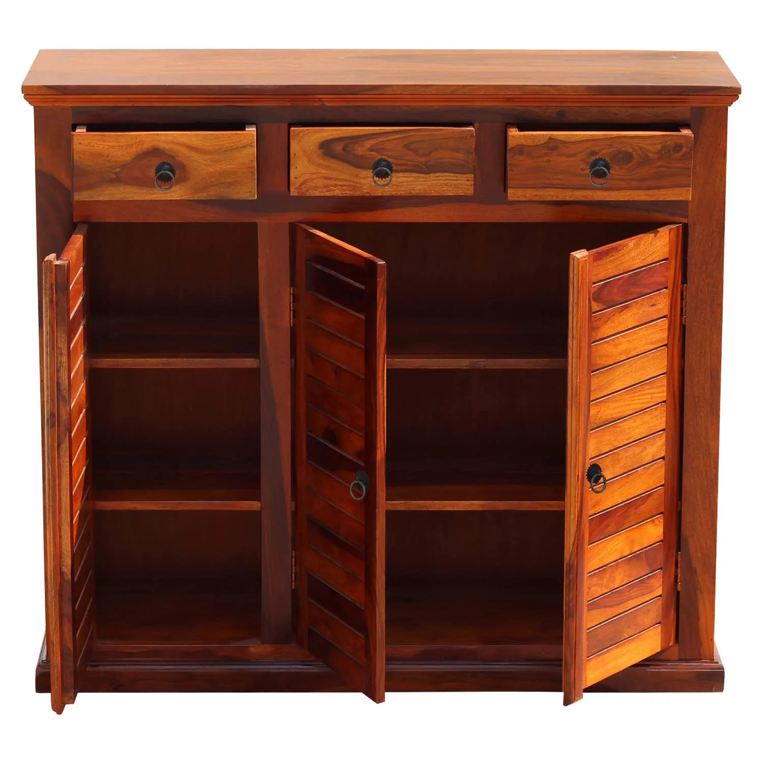 Adore Shoe Cabinet with 3 Drawers and 3 Doors Solid Sheesham Wood Adore Shoe Cabinet with 3 Drawers and 3 Doors Solid Sheesham Wood