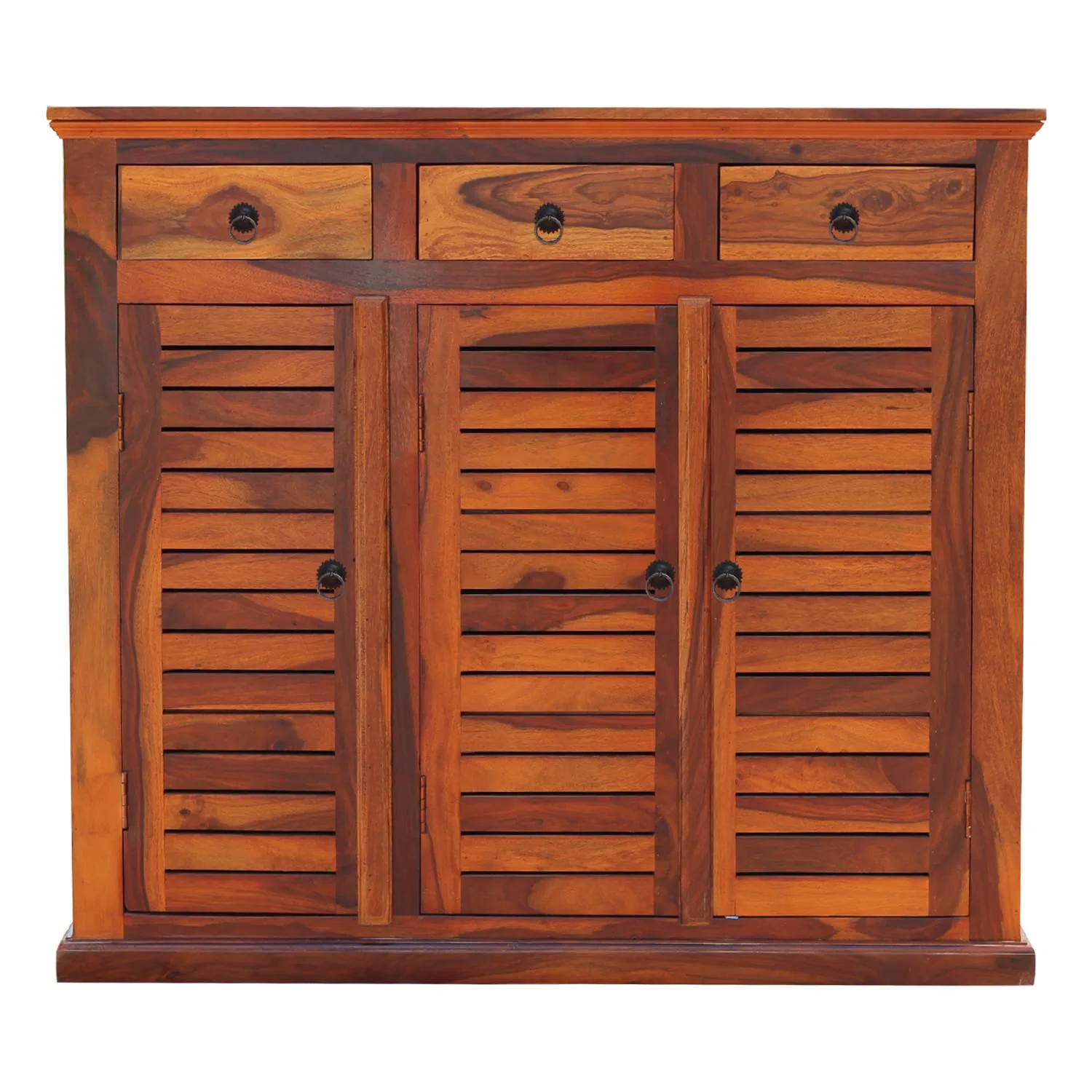 Adore Shoe Cabinet with 3 Drawers and 3 Doors Solid Sheesham Wood Adore Shoe Cabinet with 3 Drawers and 3 Doors Solid Sheesham Wood