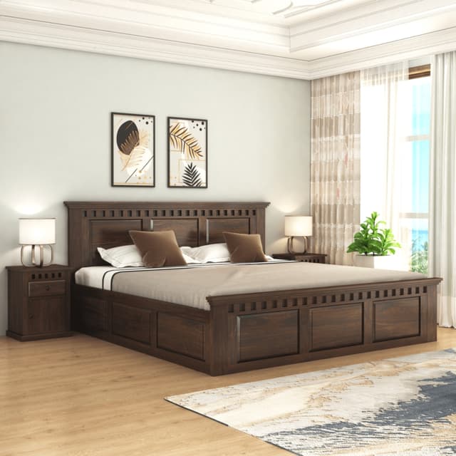 Adore Rosewood Kuber King Size Bed With Box Storage Adore Rosewood Kuber King Size Bed With Box Storage
