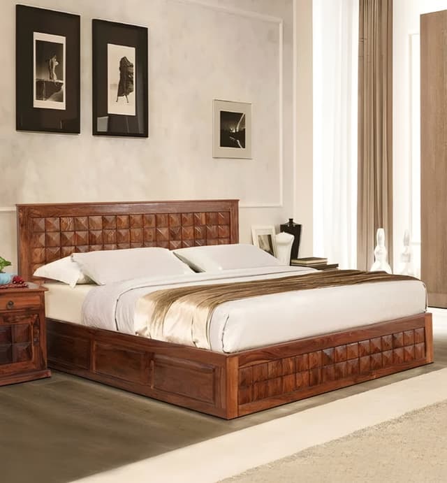 Adore King Size Diamond Front Trolley Bed in Solid Sheesham Wood Adore King Size Diamond Front Trolley Bed in Solid Sheesham Wood