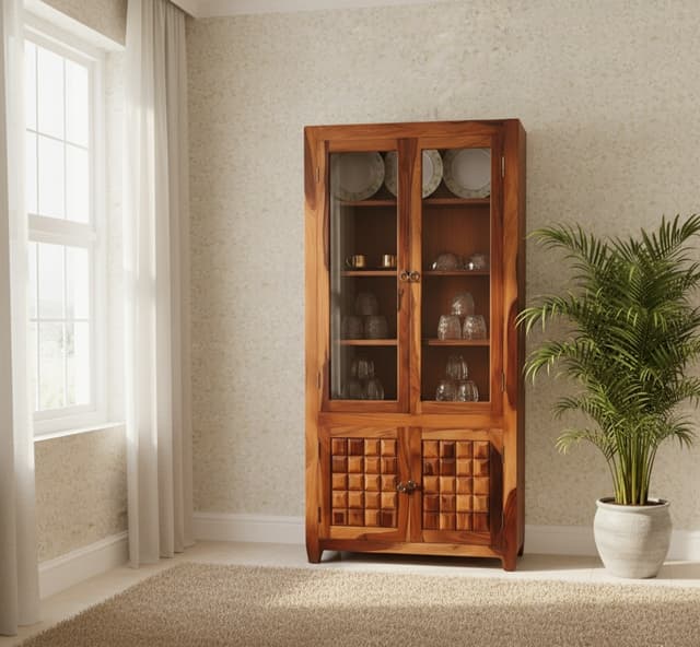 Partha Woodraw Solid Rosewood Crockery Cabinet Partha Woodraw Solid Rosewood Crockery Cabinet