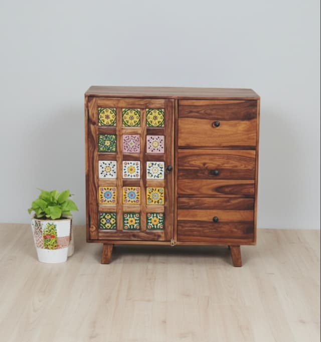 Adore Mini Cabinet With 3 Drawers And Single Door Adore Mini Cabinet With 3 Drawers And Single Door